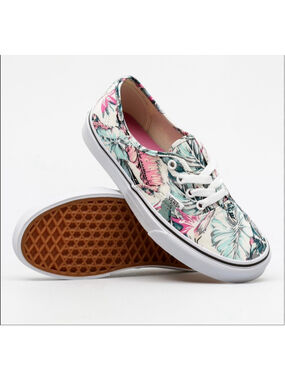 Women's Vans Authentic Tropical Floral Sneakers Size 8 White Multicolor
